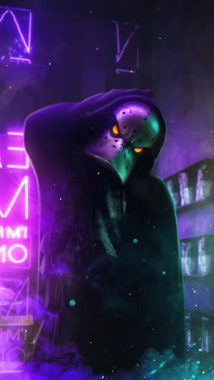 Darkwing Duck in a neon-lit alley