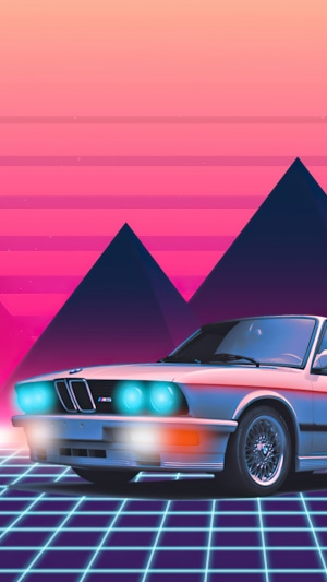 BMW M car in retrowave digital art