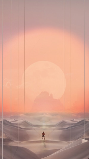 Digital Art of a lone figure in a desert landscape