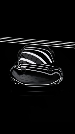Mercedes car with white stripes in dark