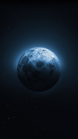 Moon in a digital universe artwork
