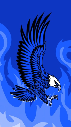 Digital art of a blue and black eagle