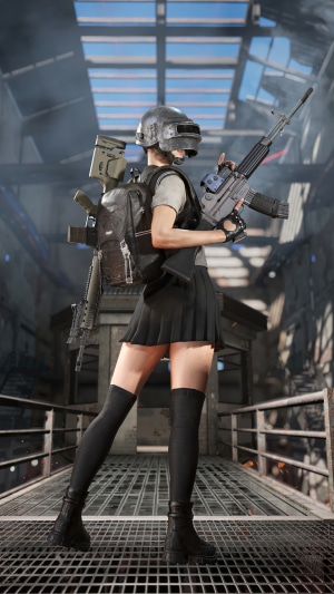 Player in PUBG holding a rifle