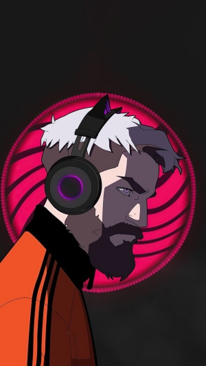 PewDiePie wearing headphones with cat ears