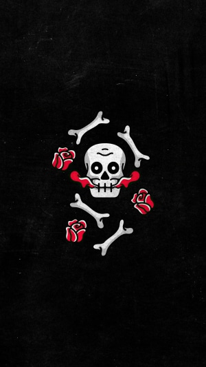 Skull and Roses Minimalist Artwork 4K