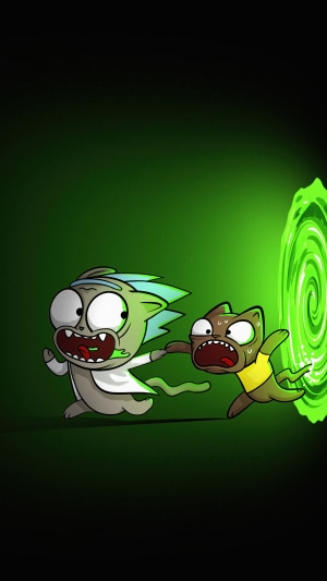 Rick and Morty cats running through portal 4K