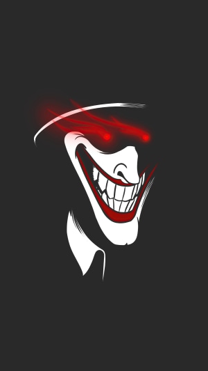 Minimalist Joker with glowing red eyes