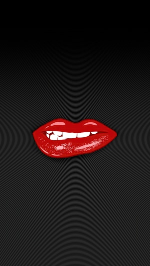 Red lips on a dark background