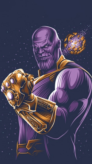 Thanos with the Infinity Gauntlet in space