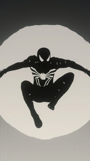 Spider-Man in Black Suit Minimalist Artwork 4K