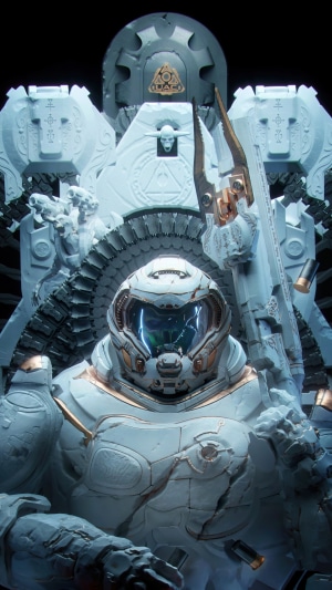 Doom Slayer in ornate throne 4K