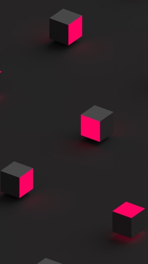 Abstract dark cubes with pink light