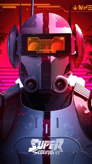 Super Scoundrel robot in retro style