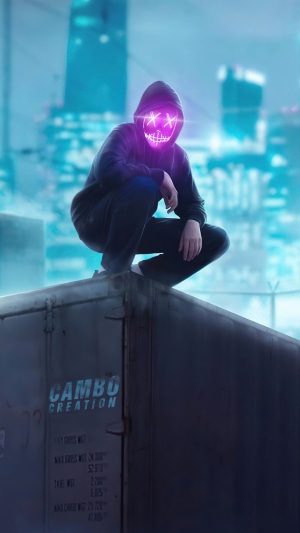 Person in a glowing mask from Cambo Creation artwork