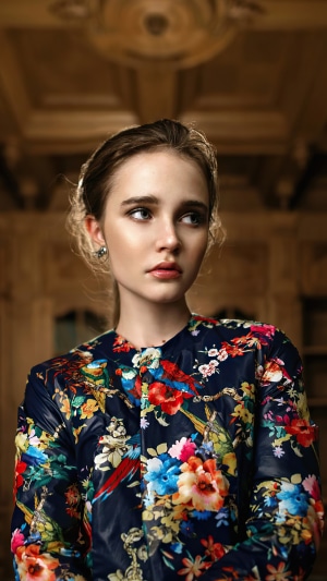 Girl in a floral jacket