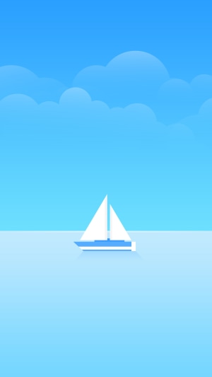 Minimalist sailboat on a calm sea under clouds