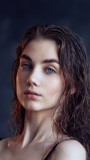 Portrait of a young woman with blue eyes