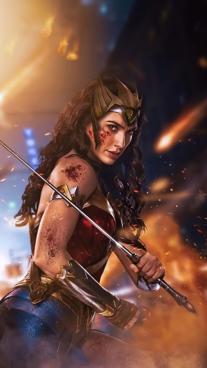 Wonder Woman with sword and shield