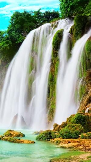 Waterfall in nature 4K