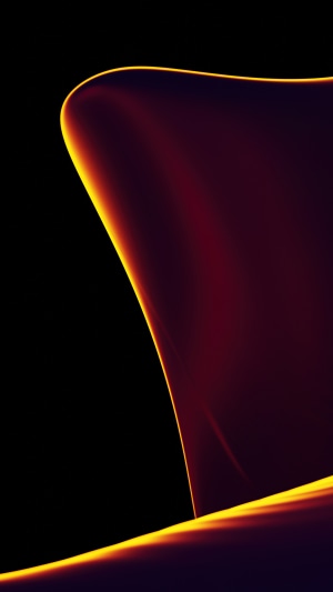 Abstract digital art with glowing orange and red curves on black background