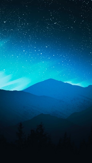 Mountains under a starry night sky