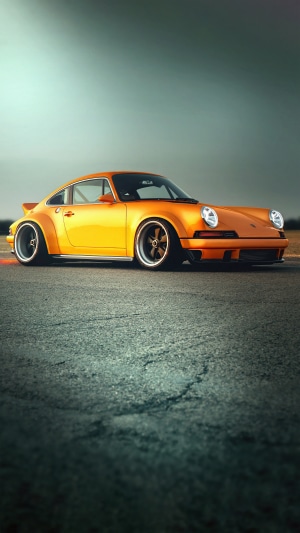 Orange Porsche Singer 911 4K