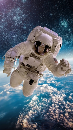 Astronaut in space with Earth below