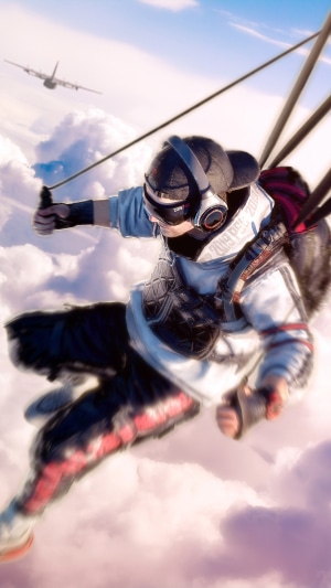 Player falling from plane with parachute in PUBG