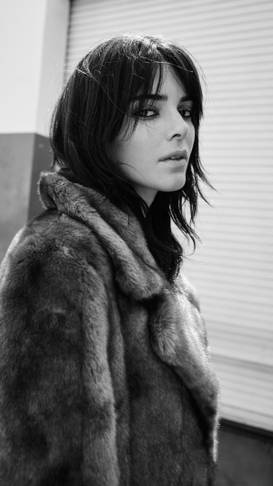 Kendall Jenner in monochrome fur coat