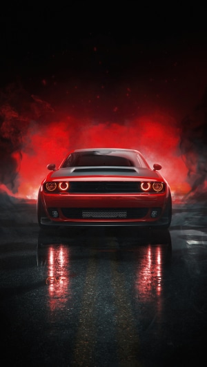 Red Dodge Challenger 4K