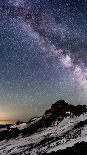 Milky Way over snow-covered mountains