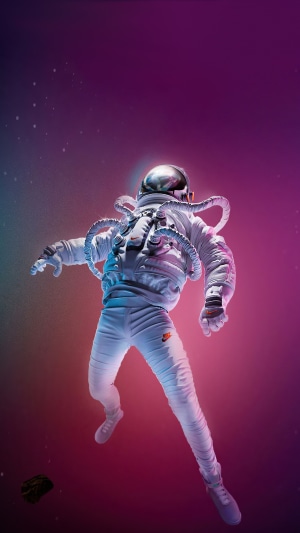 Astronaut in space with Nike branding