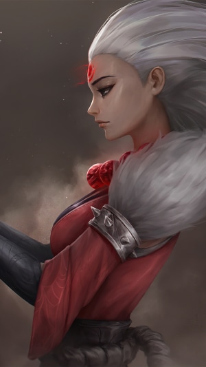 4K art of a woman with white hair from League of Legends