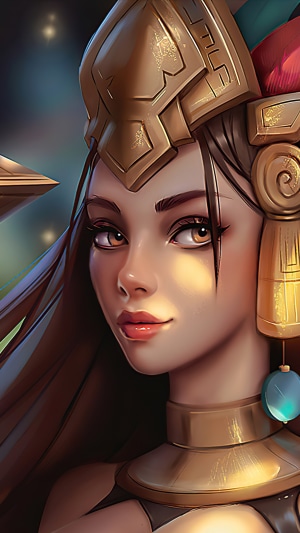 Artwork of a woman in golden headdress