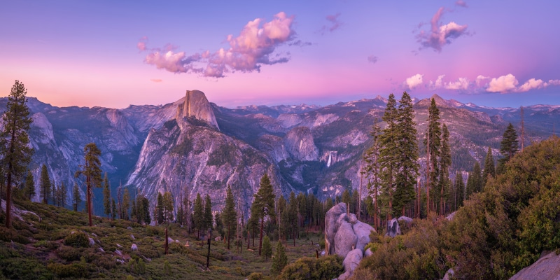Yosemite National Park at sunset, California