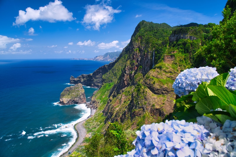 4K Madeira Portugal Mountains Ocean Crag