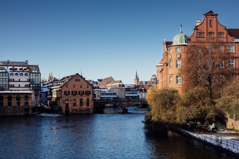 Strasbourg Canal with Houses and Bridges