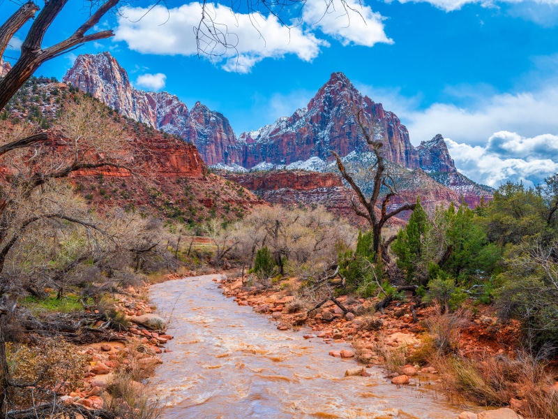 Zion National Park Mountains and River in Utah