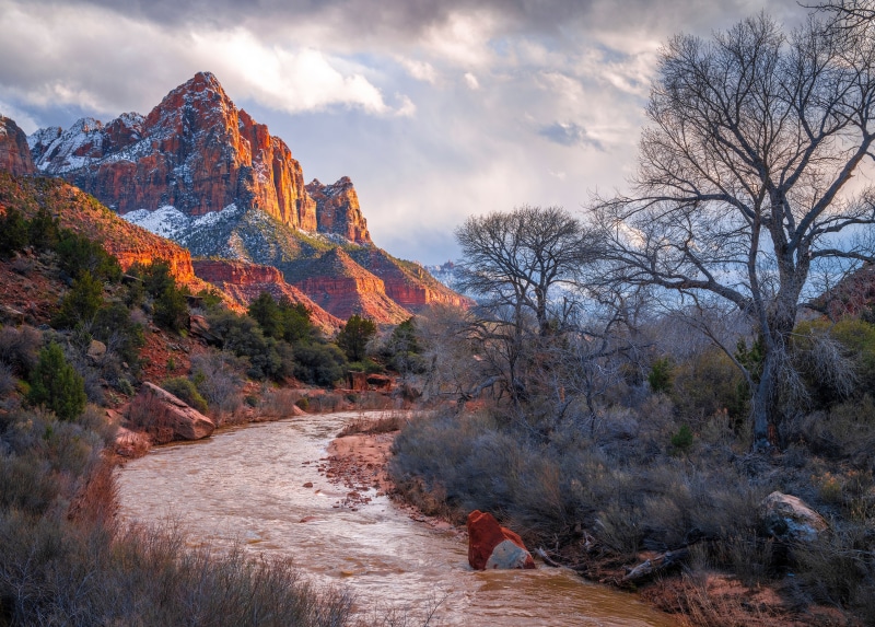 Zion National Park Mountains and River in Utah