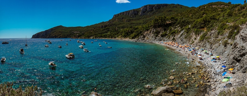 Boats in the sea near Monte Argentario, Italy