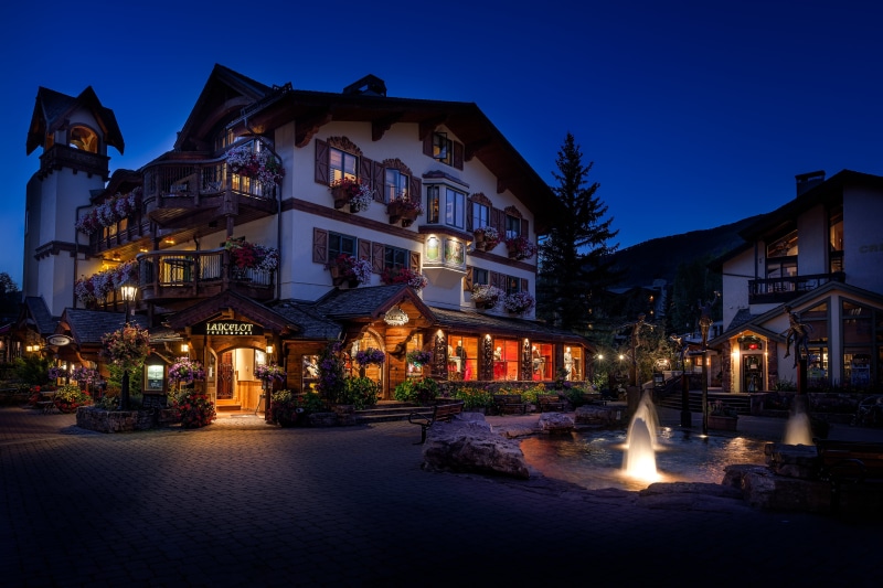 Lancelot Restaurant in Vail, Colorado at Dusk