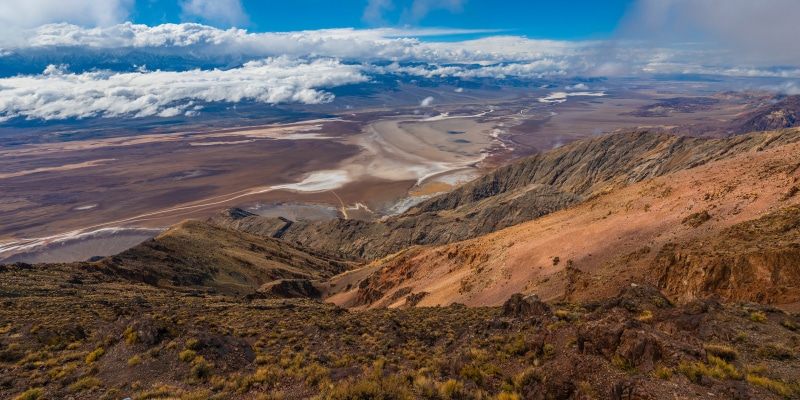Death Valley National Park Scenery with Mountains and Clouds