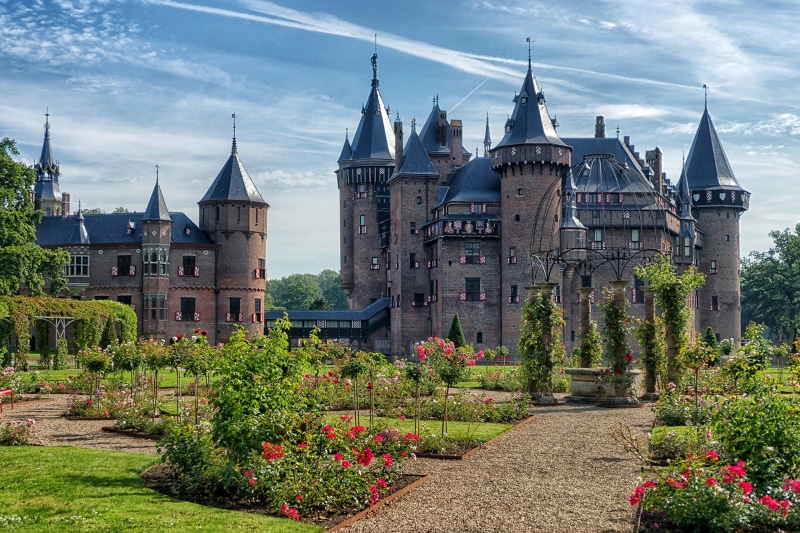 De Haar Castle in Netherlands with Rose Garden