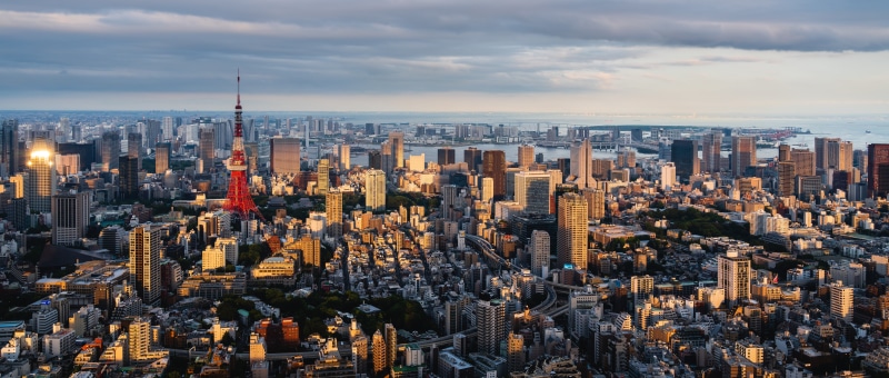Tokyo cityscape with Tokyo Tower at sunset