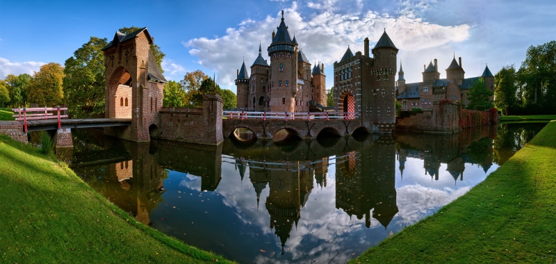 De Haar Castle Netherlands with moat and bridges