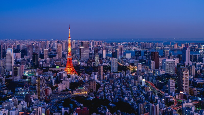 Tokyo Tower and cityscape at dusk
