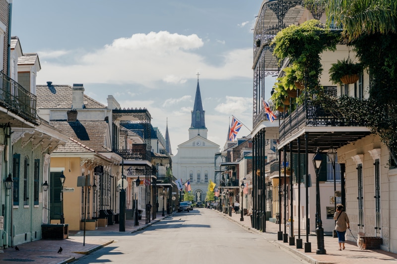 Street in New Orleans with Cathedral