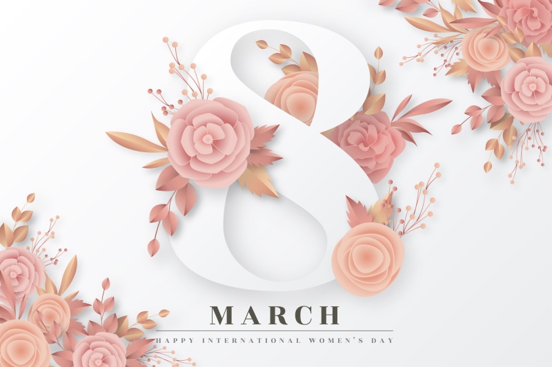 Happy International Women's Day March 8 Roses Template