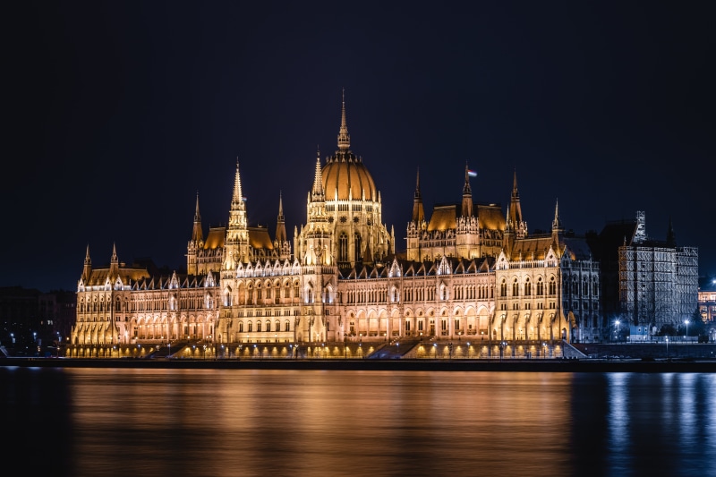 Budapest Parliament Building at Night