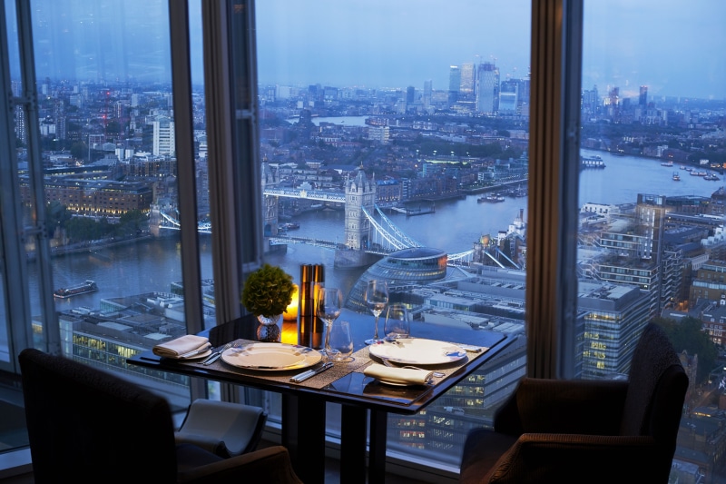 Table for two with London skyline view